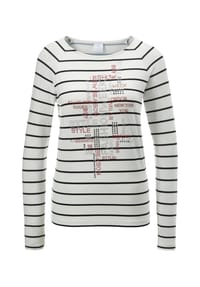 MADELEINE - Glanzvolles Langarmshirt mit Ziersteinen - weiß / multicolor