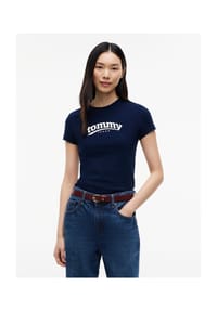 TOMMY Jeans - T-Shirt, Baumwolle, für Damen - C1G  BLUE