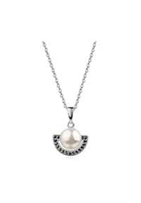 zeeme PEARLS - Anhänger mit Kette 925/- Sterling Silber 1 Süßwasserzuchtperle - weiß