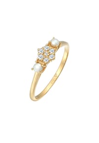elli. DIAMONDS - Ring Diamant (0.095 Ct.) Süßwasserperle 375 Gelbgold - Gold