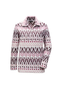 GOLDNER - Kurzgröße:  Kuschelig warmer Fleece-Troyer - aubergine / gemustert