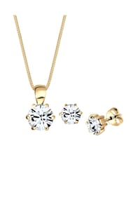 elli. - Schmuckset Basic Weiß 925 Sterling Silber Rosé-Vergoldet, Mit Kristallen Von Swarovski® - Gold