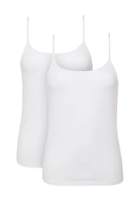 MANGUUN - Unterhemd, 2er-Pack, Spaghetti-Träger, für Damen - 11-0601BRIGHTWHITE