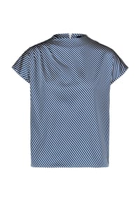 zero - Satin-Bluse mit Kragen - Dark Blue/White