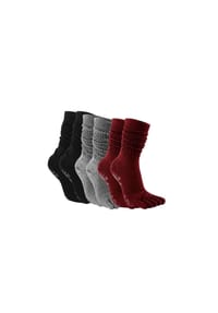 MUNADUNA - 3er-Pack Yoga-/Pilates-Zehen-Socken – Stulpen-Optik Yoga-Socken,Anti-Rutsch,PVC-Noppen - Schwarz, Dunkelgrau Meliert, Weinrot