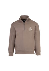 ARMANI EXCHANGE - Herren Sweatshirt mit Stehkragen und Half-Zip - Logo, Baumwoll-Mix - Beige