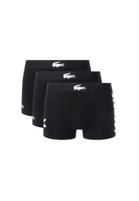 LACOSTE - Herren Boxershorts, 3er Pack - Trunks, Big Croc Print, Cotton Stretch - Dunkelblau/Grau