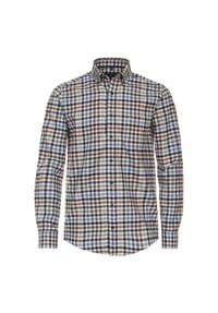 CASAMODA - Herren Flanellhemd kariert Casual Fit - Dunkelrot