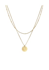 elli. - Halskette Layer Plättchen Kugelkette Boho 2-Lagig 925 Silber - Gold