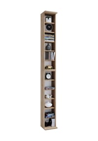 VCM. - Holzregal stehend | platzsparender CD Schrank für 204 CDs oder 72 DVDs | Maße: H. 180 x B. 21 x T. 20 cm | Elegantes DVD Regal stehend | Blu-Ray Regal | CD Regal - Bigol - Anthrazit / Honig-Eiche