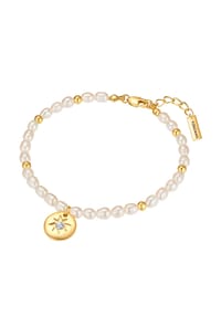 YOKOAMii - Damen Armband aus Metall-Legierung in Gelbgold mit Zirkonia und Süßwasser-Zuchtperle - gelbgold