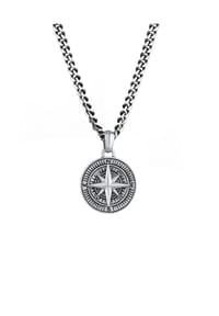 KUZZOÍ - Halskette Herren Panzerkette Kompass Cool Massiv 925 Silber - Silber