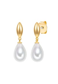 Luluandjane - Ohrhänger gelbgold Glasperle weiß - weiß