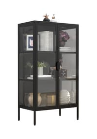 VCM. - Glasvitrine stehend | Vitrine Glas mit ESG-Sicherheitsglas | Maße ca. H. 110 x B. 60 x T. 35 cm | Standvitrine Glas | Modern und platzsparend | Glas Vitrinenschrank – Floka M - 