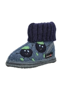 HAFLINGER - Wolle Hausschuhe HÜTTENSCHUH BLAUBEERE - Schwarz/Blau