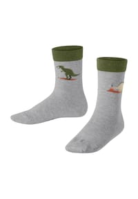 FALKE - Dinosaurs Socken, Rippbündchen, weich, für Kinder - 3223 LT. HEATHER