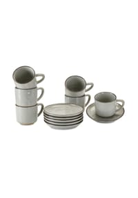 LOBERON - Tasse mit Untertasse 6er Set Biarré grau serieGeschirr4 - grau