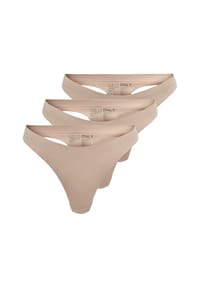 ONLY® - Tanga Tracy Thong im Dreierpack - hellbraun