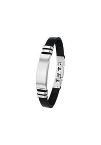 TOM TAILOR MEN - Herren Armband, Edelstahl mit Leder - SILBER