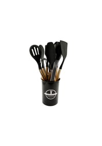 ALMINA® - 12 teiliges Küchenhelfer-Set aus Silikon Kochgeschirr Holzgriff - 