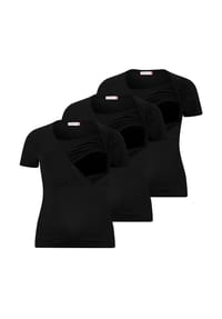 M.M.C. - Umstandsshirt Stillshirt 3er Set Umstandsmode unifarben - 2 Schwarz 1 Weiß