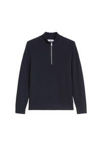 Marc O'Polo DENIM - Herren Troyer-Strickpullover - Knit Pullover, Troyer-Zip, Baumwolle - Dunkelblau