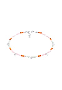elli. - Fußschmuck Elli Fußschmuck Plättchen Glas Beads Bunt 925 Silber - Silber