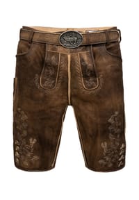 EDELNICE - Kurze Hirschlederhose Franz sämisch - dunkelbraun