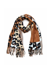 collezione alessandro® - Schal Leopatch warmer Winterschal im Patchwork-Leo-Look - braun