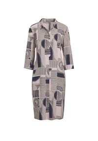 GOLDNER - Kurzgröße:  Hemdblusenkleid mit Alloverdruck - schwarz / cremeweiß / gemustert