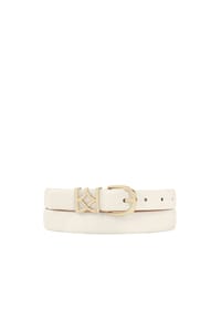 kazar - Ledergürtel mit Zierschlaufe - Off-white