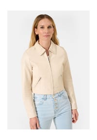 RICANO - cropped Damen Lederjacke Mia mit Hemdkragen - Schwarz
