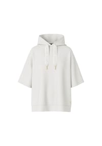 JOOP! - Damen Hoodie Kurzarm - Tavi, Sweatshirt mit Kapuze, Loungewear, Baumwoll-Mix, einfarbig - Weiß