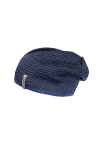 CAPO - Mütze, Streifenjacquard Strick, Fleecestreifen - grey