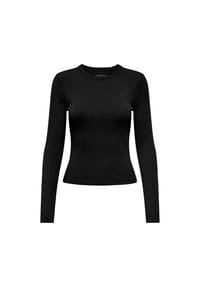 ONLY® - Damen Ripp-Langarmshirt - ONLVAL O-NECKT SWEAT, Rundhals, Regular Fit, Baumwoll-Stretch, einfarbig - Dunkelblau