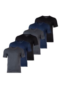 BOSS - Herren T-Shirt, 6er Pack - TShirtVN Classic, Unterhemd, V-Neck, Cotton - Blau/Grau/Schwarz