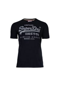 Superdry. - Herren T-Shirt - VI Classic Tee, Logo, Rundhals, einfarbig - Dunkelblau