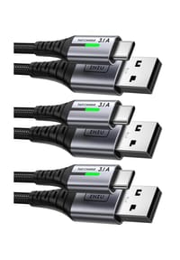 MANIKE - USB-C zu USB-C Ladekabel (3er Pack: 2m, 2m, 0,5m) – Nylon geflochten, schnelles Datenkabel & Schnellladekabel 3.1A - Schwarz