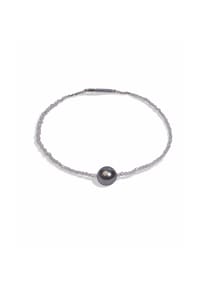 DI PERLE® DI PERLE Schmuckkollektion - Tahiti Zuchtperlen Armschmuck Armband aus Edelstahl mit Zirkon, 18,5 cm - anthrazit/grau
