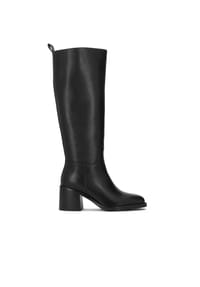 Kazar - Schwarze Lederstiefel mit Blockabsatz - Schwarz
