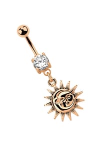 Adelia's - 316l Stahl Banane - Banane mit Sonne und Mond - rosegold - gold