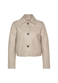 RICANO - Damen Lederjacke Jeena im Bolero-Stil mit Hemdkragen - Beige