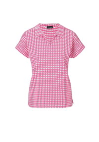 GOLDNER - Kurzgröße:  Shirt mit dezentem Jacquard - pink / weiß / gemustert