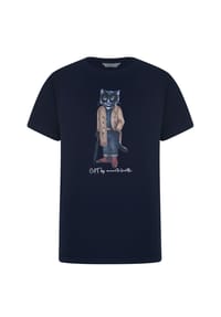 cat e lolette - Blauer T-Shirt-Trenchcoat-Katze - blau