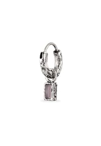 HAZE & GLORY - Ohrringe Creole Rechteck Quarz Rosa 925 Sterling Silber - Rosegold