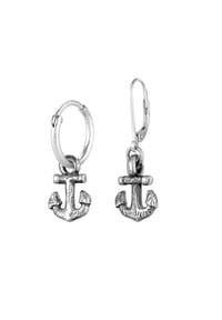 HAZE & GLORY - Ohrringe Set Creole Ohrhänger Anker 925 Silber Oxidiert - Silber