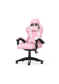 Rattantree - Gaming Stuhl mit ergonomischem Design, verstellbarer Rückenlehne und Kopfstütze, Rosa und Weiß - blau