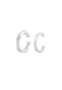 elli. - Ohrringe 2Er Set Earcuff Bambus Minimal Basic 925 Silber - Silber