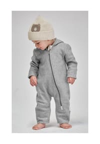 maximo® - GOTS BABY-Overall, Baumwollfleece, Reißverschluss, Jerseyfutter - graumeliert