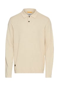 camel active - Leichtes Langarm Polo aus reiner Baumwolle - Hafer